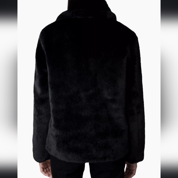 ZADIG & VOLTAIRE Freeze Faux Fur Coat Black/Green 3-Pocket Front Zip Close M/L - Picture 8 of 16